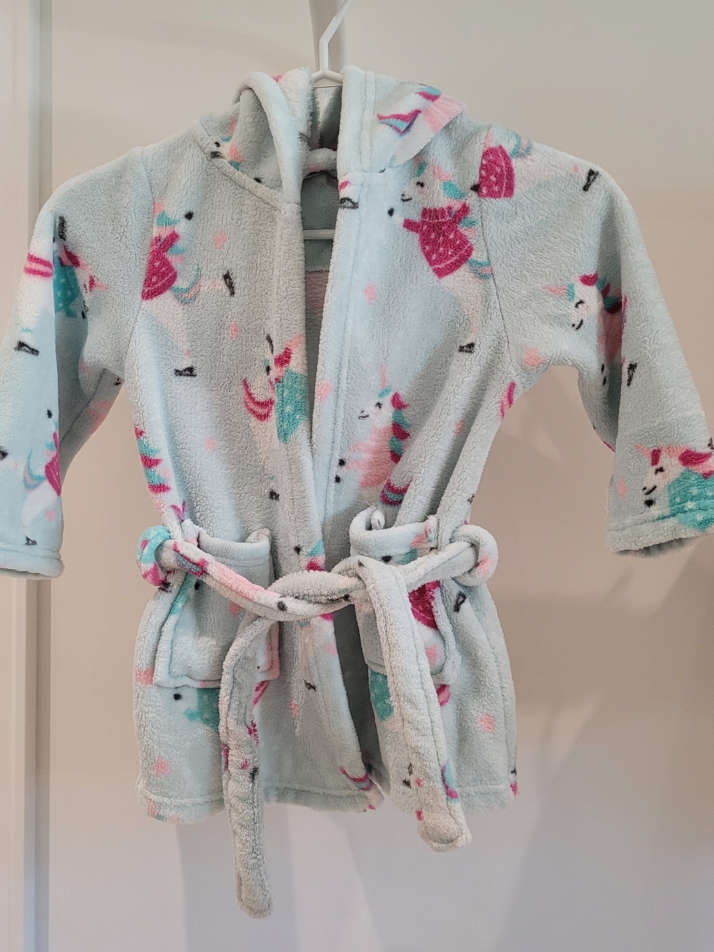Indigo Kids Girls' Hooded Unicorn Fleece Bathrobe - Age 2-4